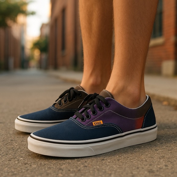 Vans Blue and Purple Canvas Sneakers with Vulcanized Sole - Picture 2 of 12